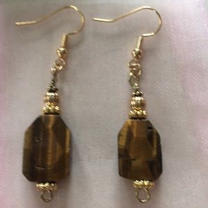 Handmade tiger eye earrings.